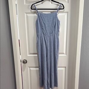 Old Navy Blue and White Sleeveless Spaghetti Strap Jumpsuit for Casual Wear